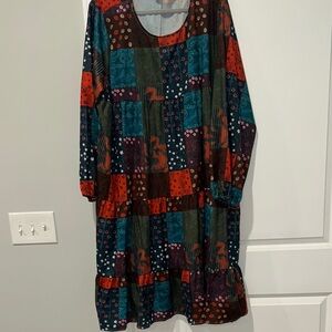 SHEIN Blue and Orange Long Sleeve Sundress